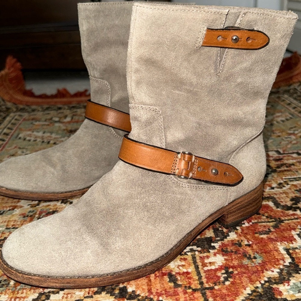 Coach Amy Taupe Suede Ankle Boots – Size 6.5